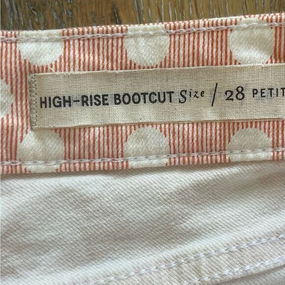 Pilcro (Anthropologie) High Rise Bootcut Pink & White Polka Dot Jeans, 28 Petite - Picture 8 of 10